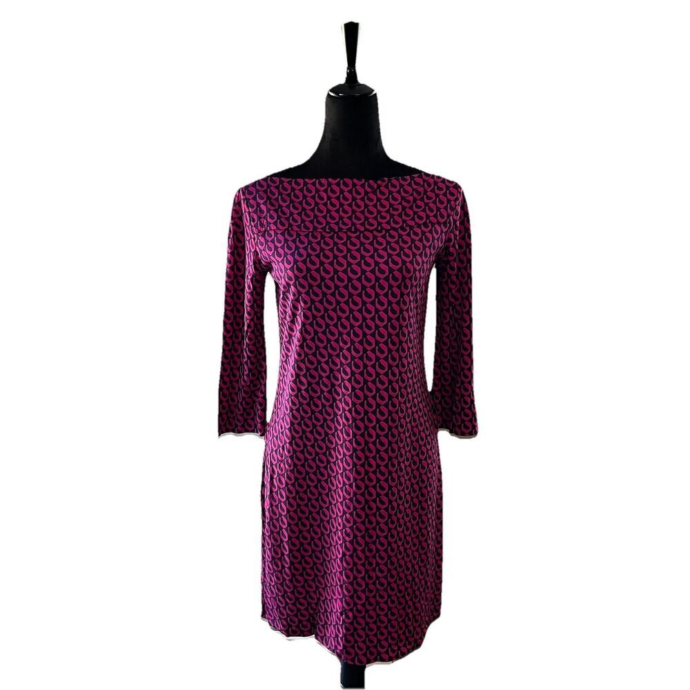 Diane Von Furstenberg Dress 6 100% Silk Blue Pink